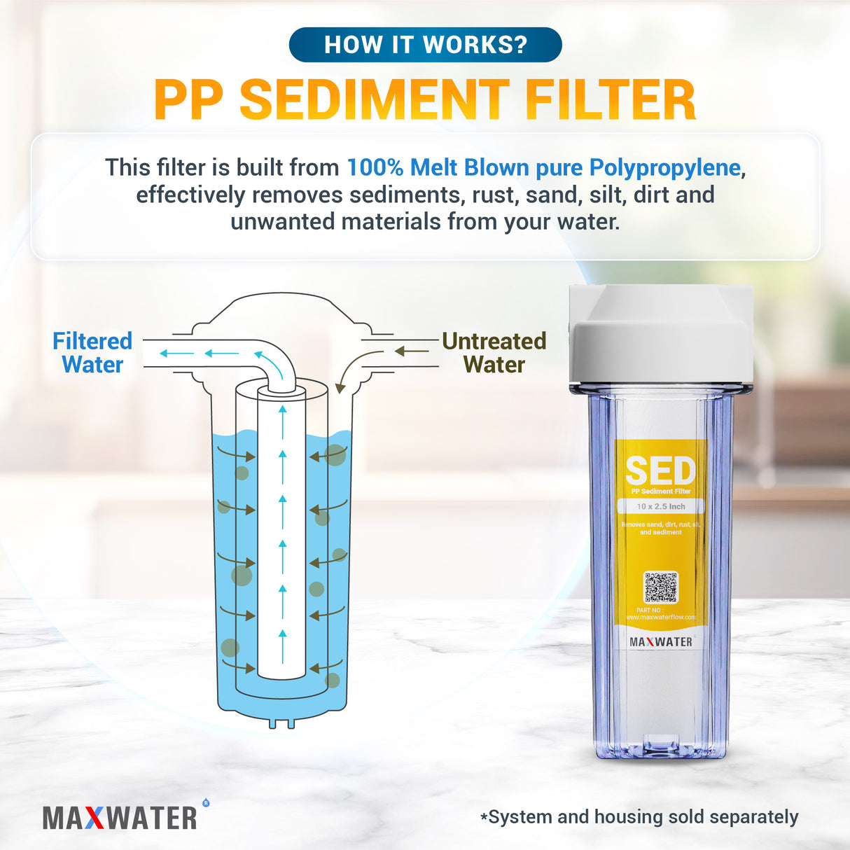 Sediment filter cartridge for Reverse osmosis system and whole house system- replacement filter 2