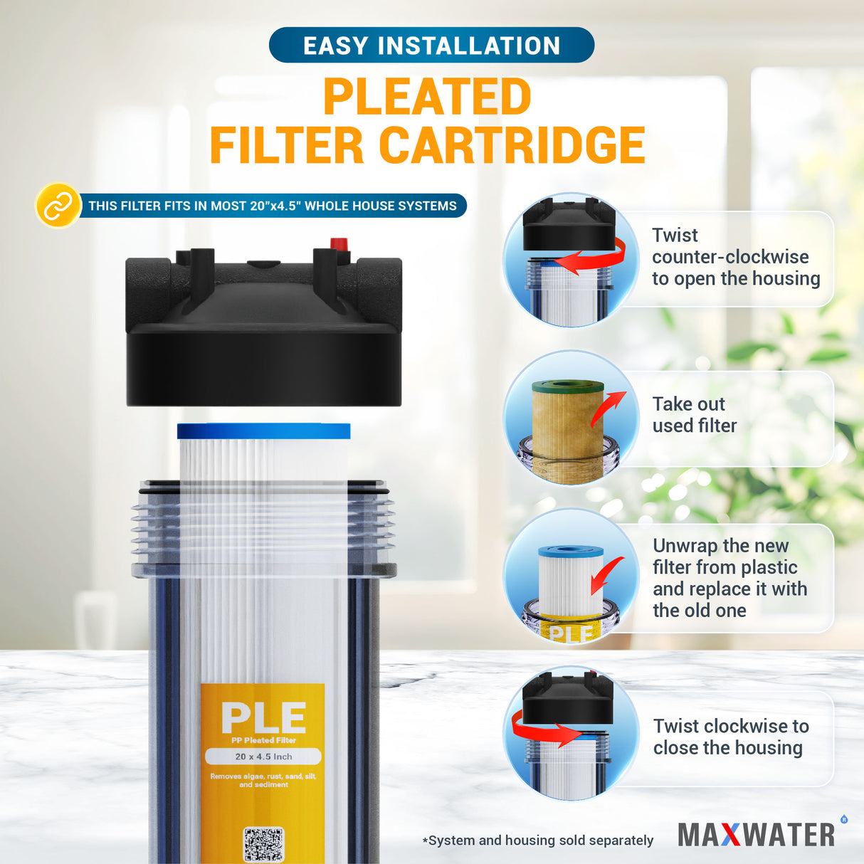 pleated filter cartridge easy installation