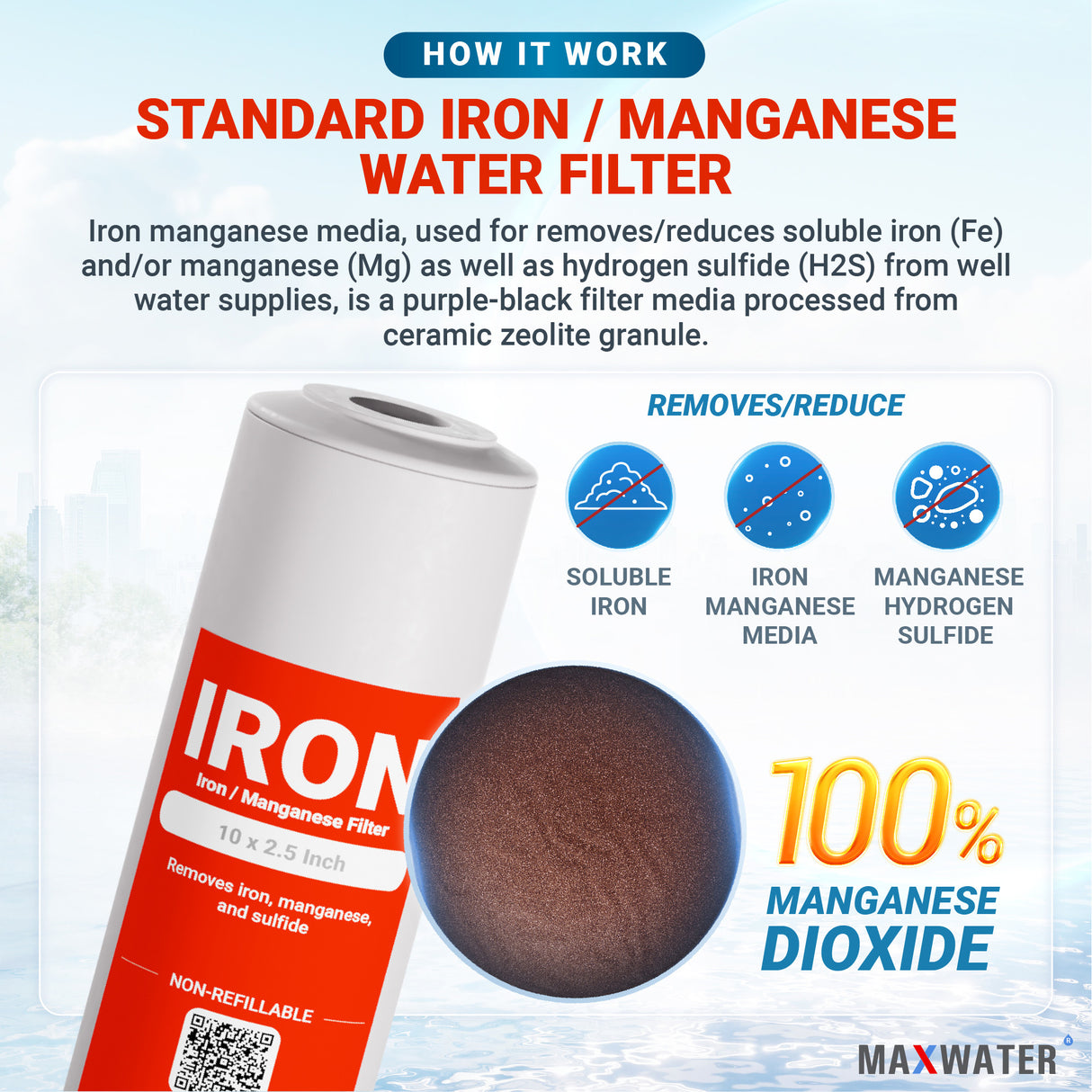 Combat sediment, iron, chlorine taste, and odor with this filter replacement cartridge