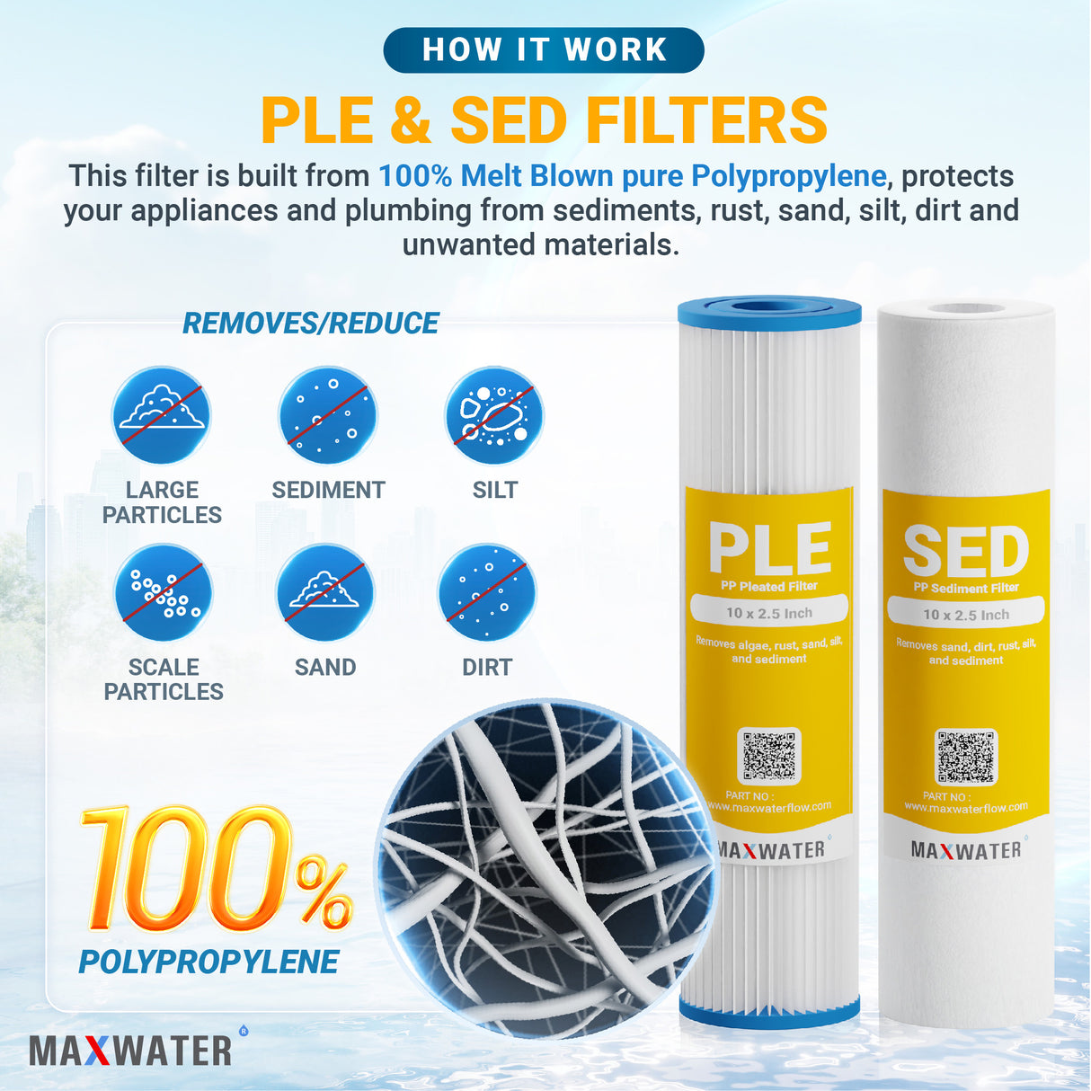 Maintain purity with pleated sediment and GAC filter replacement cartridge